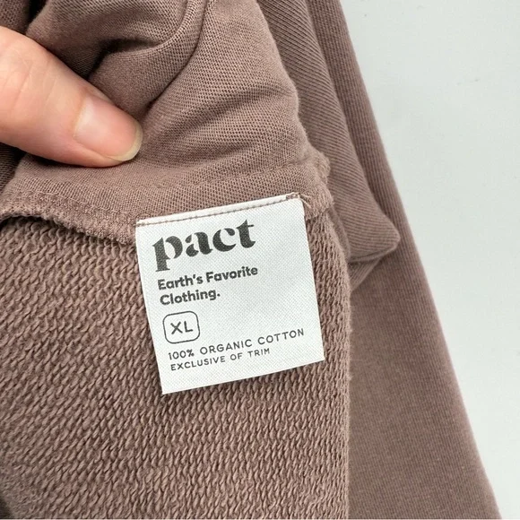 PACT Airplane Essential Terry Quarter Zip Sweatshirt in Deep Taupe Size XL NWT - Picture 6 of 11